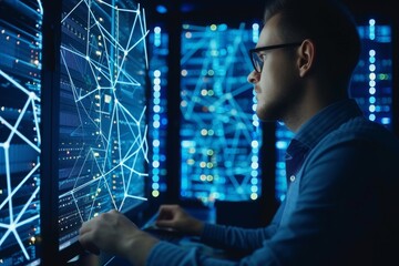 a software engineer works diligently on a complex coding project while utilizing multiple computer s