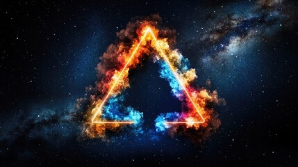 Wall Mural - Vivid Cosmic Triangle Formation Surrounded by Vibrant Nebulae and Distant Stars in the Universe