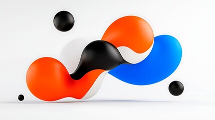 Sticker - Abstract Colorful Three Dimensional Render of Fluid Organic Shapes