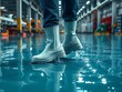 © Michaelyo - Waterproof Boots Walking on Water Industrial Floor