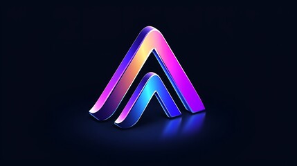 Canvas Print - Abstract 3d Neon Logo Design With Purple Pink Blue Gradient