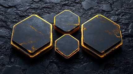 3D hexagons pattern shape on a dark grey background