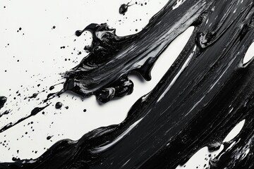 Fototapete - Black paint splatter on white canvas creates striking contrast and dynamic texture in contemporary art