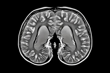 Aufkleber - Detailed view of a human brain scan showing intricate gyri and sulci patterns