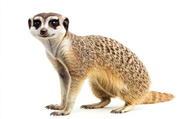 alert meerkat on white background