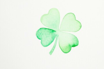 Green shamrock illustration symbolizing good luck and harmony, perfect for spring themes, with a soft watercolor design and a light, refreshing color palette