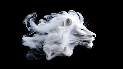 Canvas Print - White Lion in Smoke Abstract Art