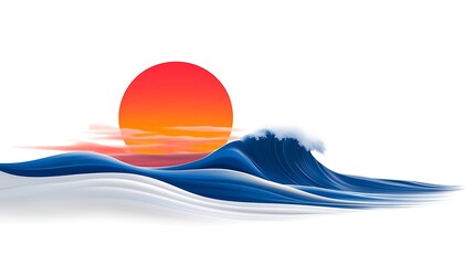 Wall Mural - Serene Ocean Sunset with Rolling Waves and Vibrant Colors