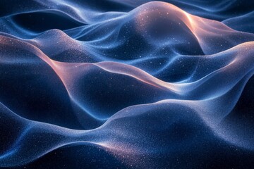Poster - Soft waves of translucent fabric reflecting light in a calm, ethereal atmosphere