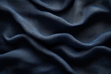 Fototapete - Textured dark fabric draped artistically showing intricate patterns and folds