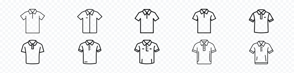 Polo shirt icon set, short sleeve shirt icon, Polo Shirt line icon