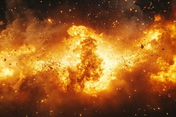 Poster - Explosive fireball erupts in fiery spectacle at night showcasing raw power and intensity