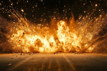 Poster - Explosion creates a fiery spectacle against a dark background during a dramatic event at night