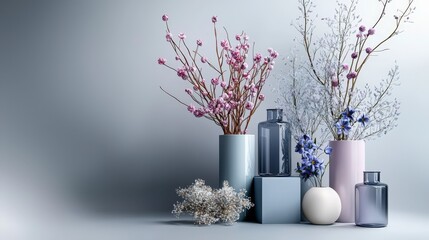 Poster - Elegant floral arrangement minimalist studio still life photography soft colors close-up view artistic expression