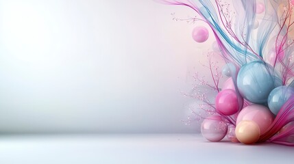 Poster - Translucent layers of colorful spheres digital art abstract design soft environment minimalist viewpoint