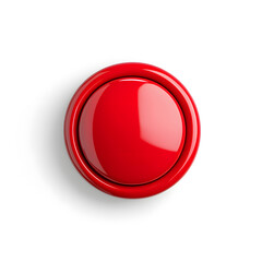 Wall Mural - Top view 3d red button isolated on white background