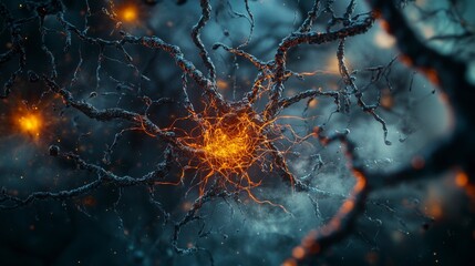 Fototapete - Intricate neural network visualization digital art abstract imagery technology environment close-up perspective