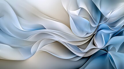 Aufkleber - Flowing curves of soft blues and grays digital art modern design abstract style close-up view minimalist aesthetics