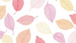 © Best_Seller - Autumn leaves seamless background pattern in outline style