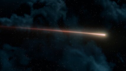 Wall Mural - shooting star with trail. bolide in the night sky. falling comet or meteor isolated. beautiful meteo