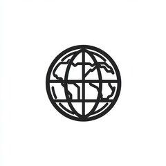 Aufkleber - Modern graphic representation of a globe showcasing landmasses and grid lines on a minimalist background. Generative AI