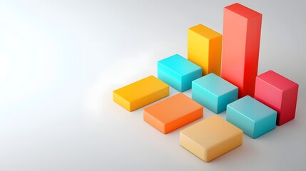 Poster - Striking 3D data visualization charts featuring bold color gradients innovative geometric layouts and translucent graph overlays set against a clean white backdrop for a modern tech forward aesthetic