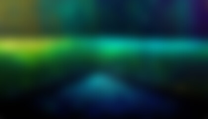 Wall Mural - Blue and green light gradient abstract blurred background pattern, illustration reflect neon lights on the dark background. Neon blur glow. Color light overlay. Copy space.