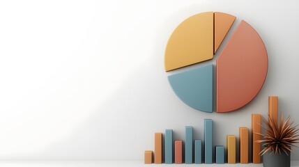 Leinwandbilder - Vibrant 3D Business Analytics Dashboard with Floating Data Visualizations  Bold colorful pie charts dynamic bar graphs