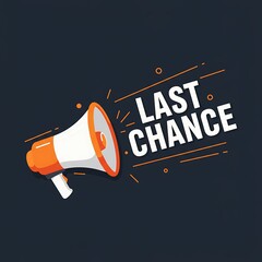 paper cut sticker with megaphone and text last chance