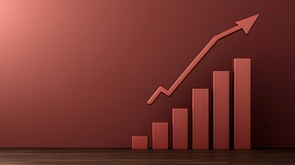 Aufkleber - 3D financial analytics representation featuring glossy bar graphs in vibrant colors and an ascending arrow emphasizing business expansion profitability and economic growth on a clean