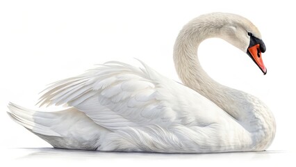 Wall Mural - white swan isolated on white