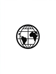 Aufkleber - Iconic globe illustration showcasing world continents in simple black and white design for educational use. Generative AI