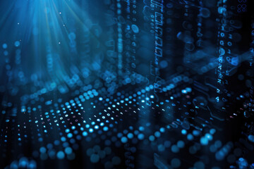 Digital technology background featuring abstract blue patterns and glowing dots for web design applications