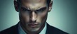 © STwul - Intense businessman portrait, studio shot, dark background, advertising