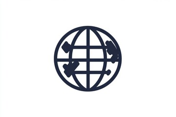 Aufkleber - Global connectivity symbol featuring a stylized globe and two abstract figures in motion promoting teamwork. Generative AI