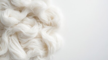 Sticker - White cotton fiber pile, studio shot, textile background, soft, fluffy texture