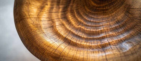 Sticker - Studio-lit, carved wood bowl detail; interior texture; light background; home decor