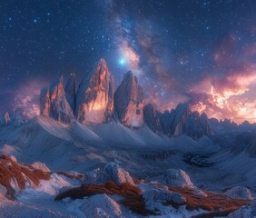 Wall Mural - on summer evenings, the milky way can be seen above the mountain landscapes. the view showcases a sp
