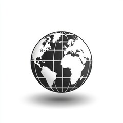 Aufkleber - Black and white globe depicting continents and oceans with a minimalist design for educational or artistic purposes. Generative AI