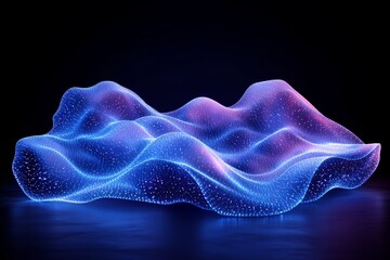 Leinwandbilder - Colorful abstract wave formation illuminated with neon light in dark background