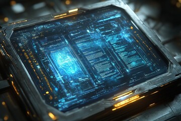 Leinwandbilder - Futuristic digital interface displaying advanced technology in a modern environment