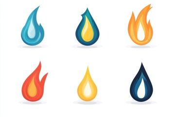 Poster - Colorful flame icons representing various styles and designs suitable for creative projects or digital media applications. Generative AI