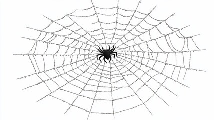 Spiderweb, spider, center, white background, Halloween design