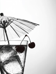 Poster - Glass of water with ice and umbrella