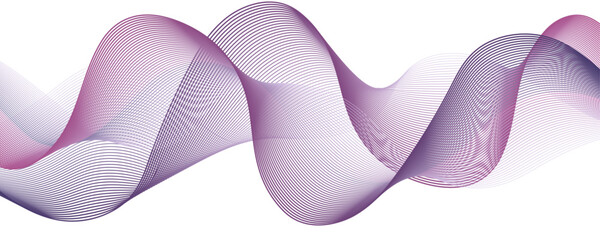 Aufkleber - Abstract violet gradient lines in the shape of a wave on a white background. Line blend curve waves flow futuristic background. Colorful Waves of Soft Gradient Lines in Motion