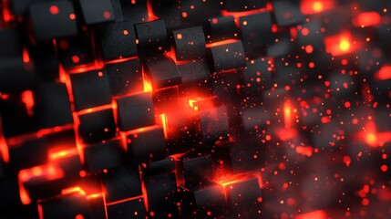 Wall Mural - A black and red image of a fire with a lot of sparks