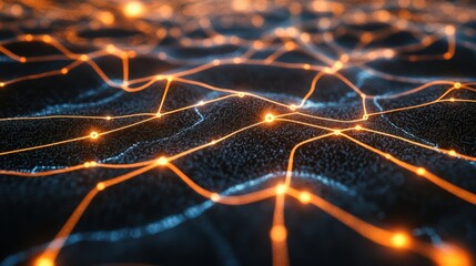 Wall Mural - a black and orange background with many lines and dots