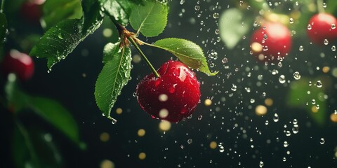 Canvas Print - Cherry on Tree Branch,