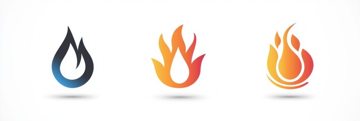 Poster - Creative design featuring three distinct flame icons in varying colors and styles suitable for a modern digital project. Generative AI