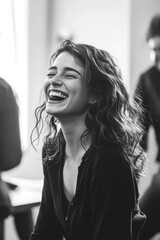 Wall Mural - Woman Laughing in Chair